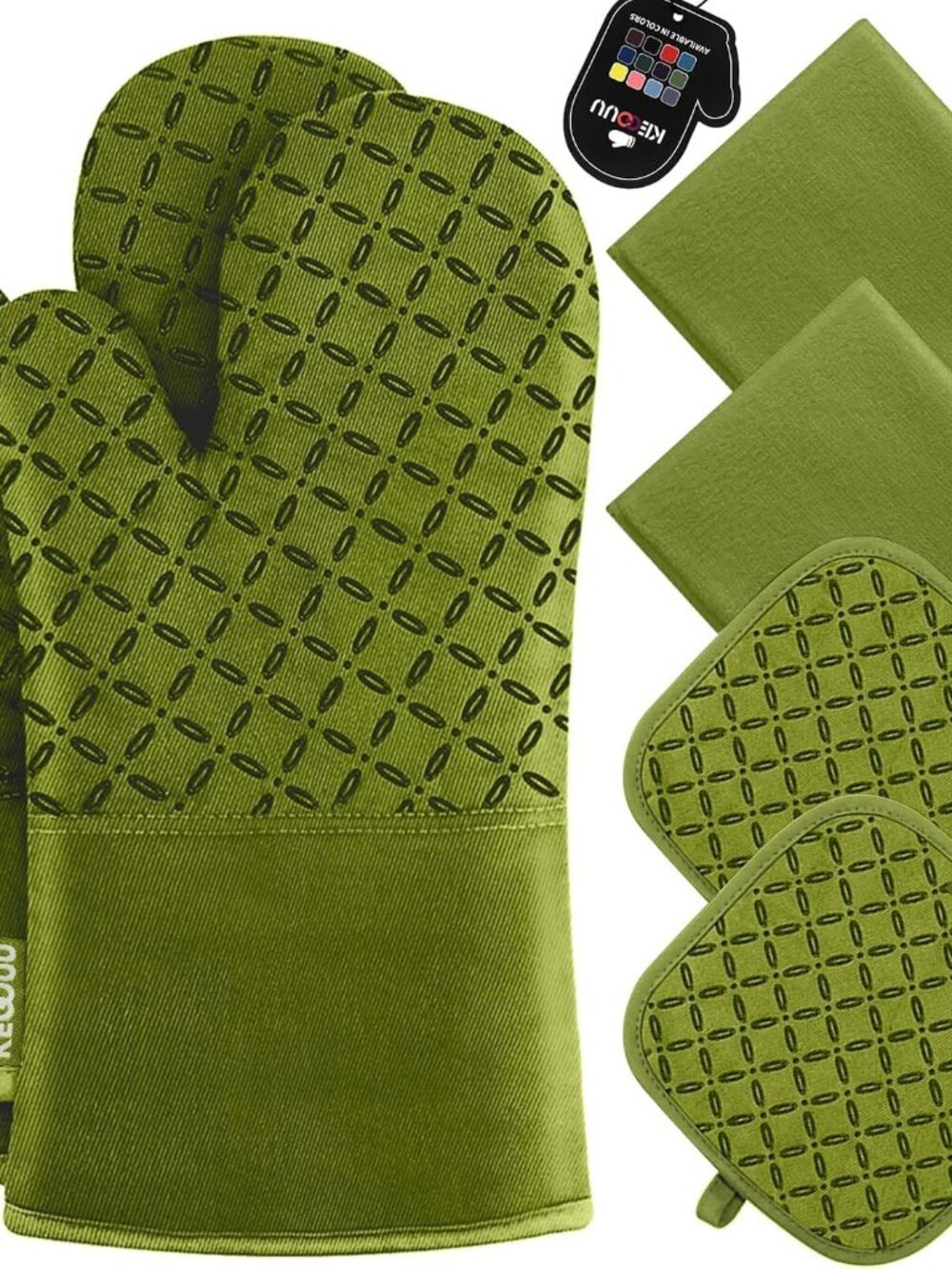 Oven Mitts and Pot Holders 6pcs Set, Kitchen Oven Glove High Heat Resistant 500